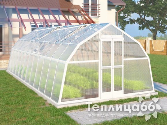 Теплица Рада Таймыр из поликарбоната, 3,5x8 метров, белая